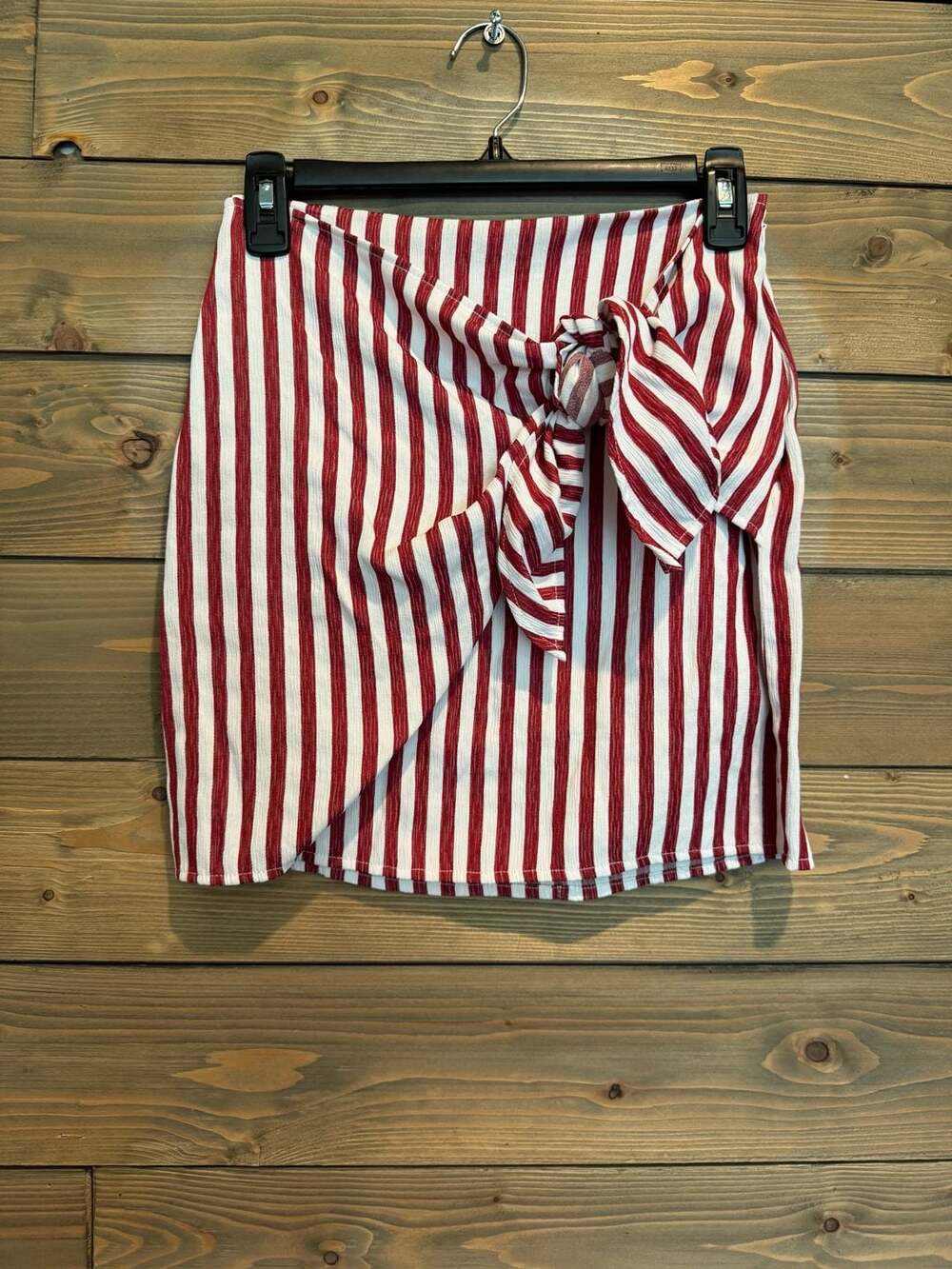 Wild Honey Red and White Striped Tie-Front Mini Skirt Size S